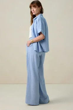Blauw gestreepte blouse