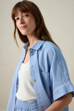 Blauw gestreepte blouse