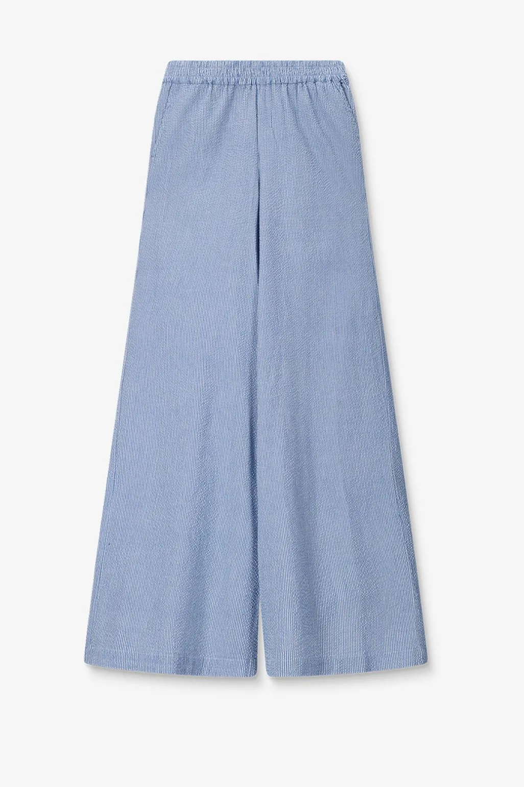 Blauw gestreepte high waist wide leg broek