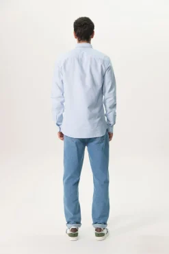 Blauw katoenen Oxford overhemd