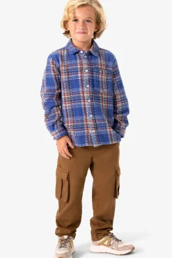 Blauw met rood geruit loose fit overhemd