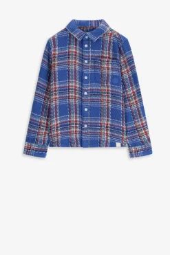 Blauw met rood geruit loose fit overhemd