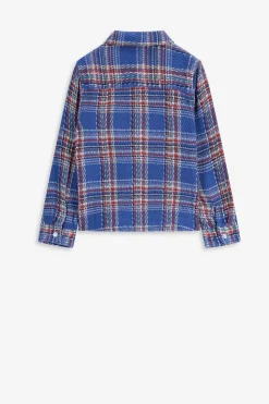 Blauw met rood geruit loose fit overhemd