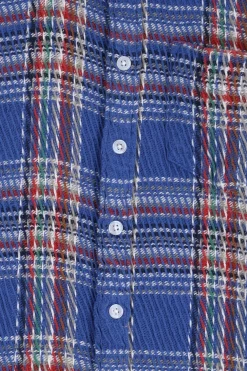 Blauw met rood geruit loose fit overhemd