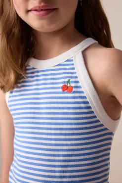 Blauw singlet met artwork