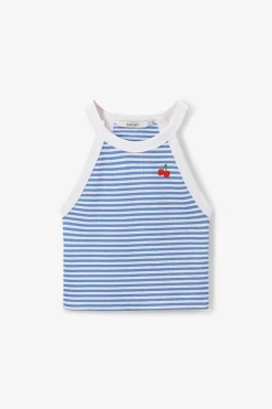 Blauw singlet met artwork