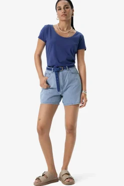 Blauw T-shirt met ronde hals