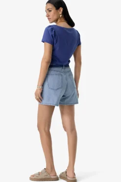 Blauw T-shirt met ronde hals