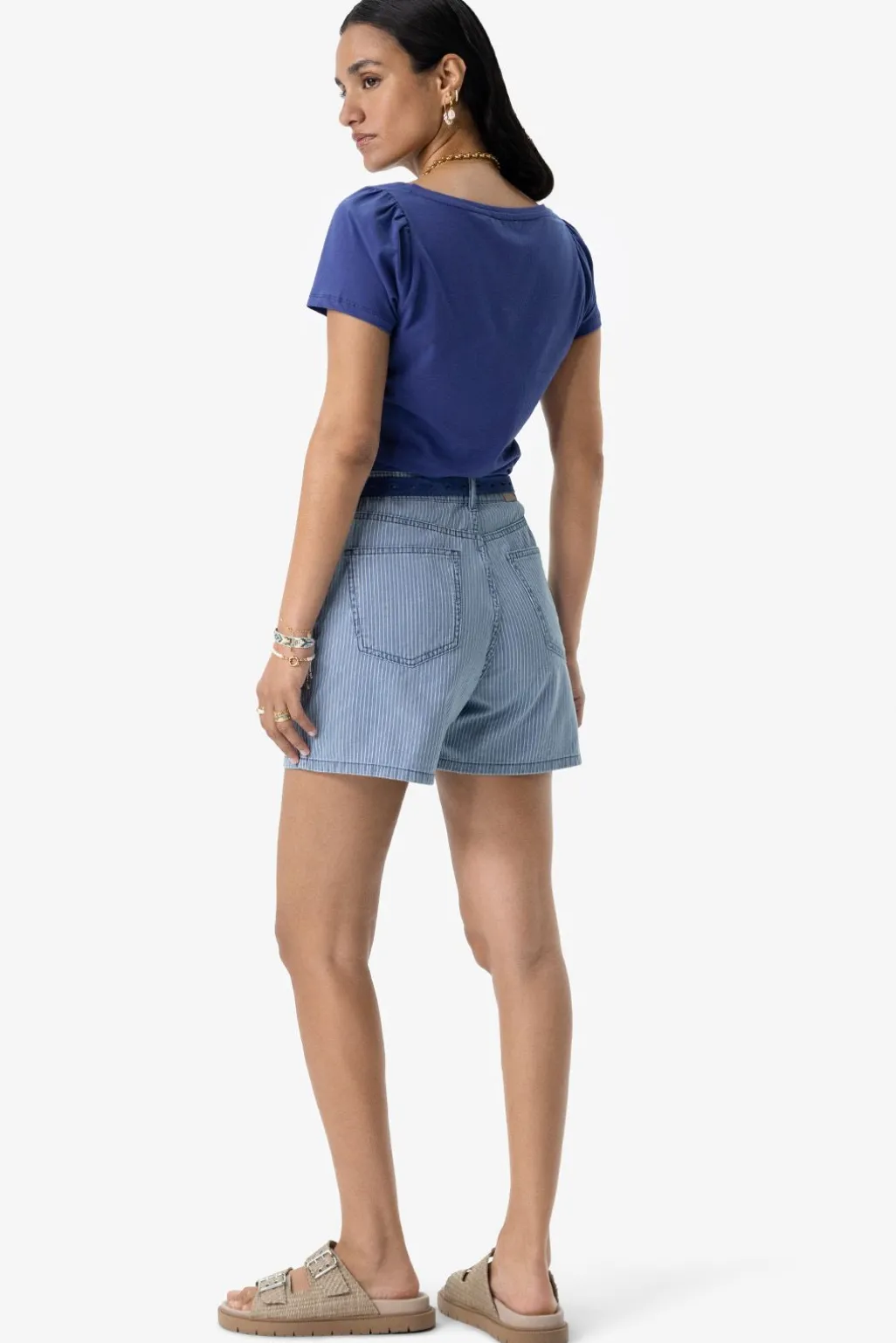 Blauw T-shirt met ronde hals