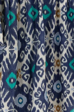 Blauwe A-lijn blouse met print