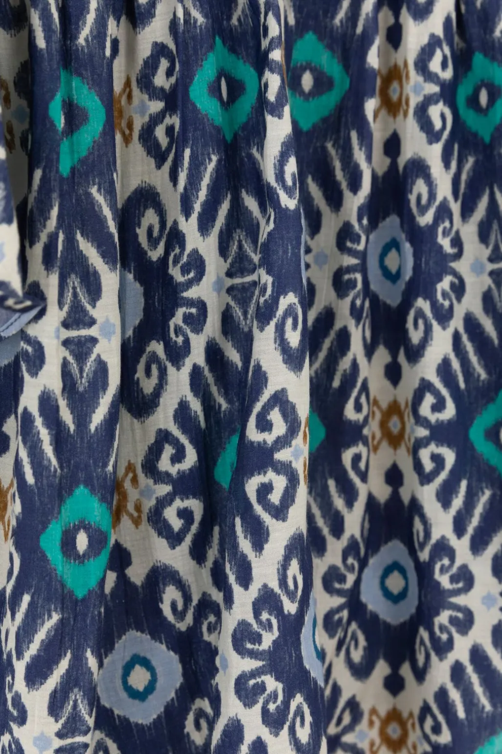 Blauwe A-lijn blouse met print