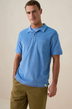 Blauwe badstof polo