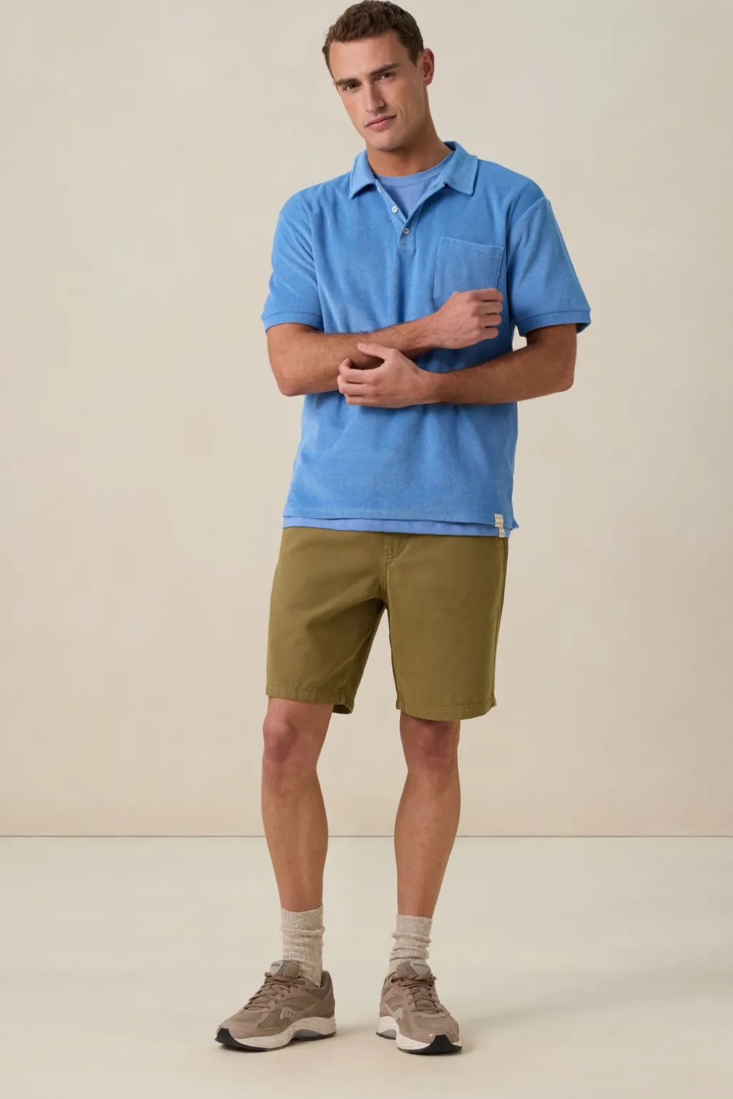 Blauwe badstof polo