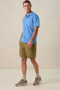 Blauwe badstof polo
