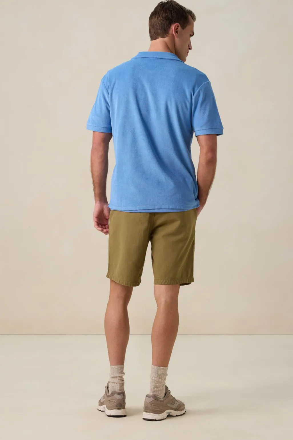 Blauwe badstof polo