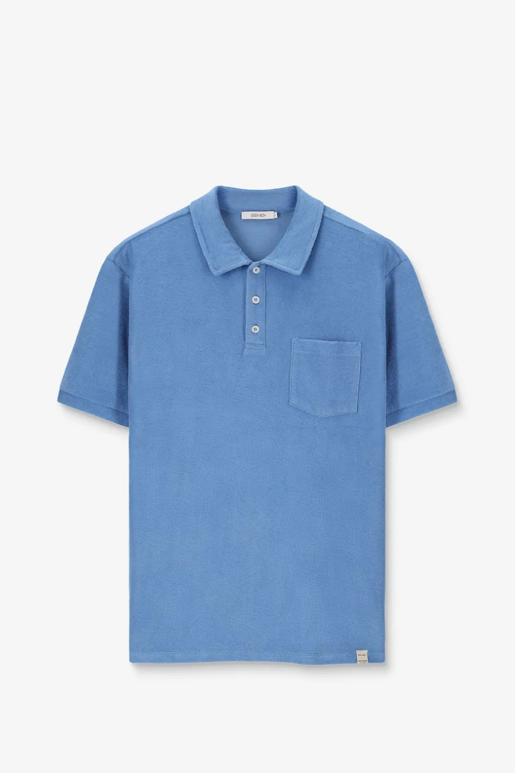 Blauwe badstof polo