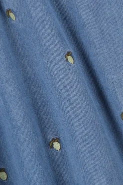 Blauwe denim blouse met embroidery