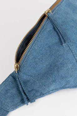Blauwe denim crossbody tas