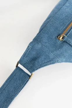 Blauwe denim crossbody tas