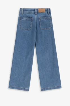 Blauwe denim jeans met opgestikte zakken