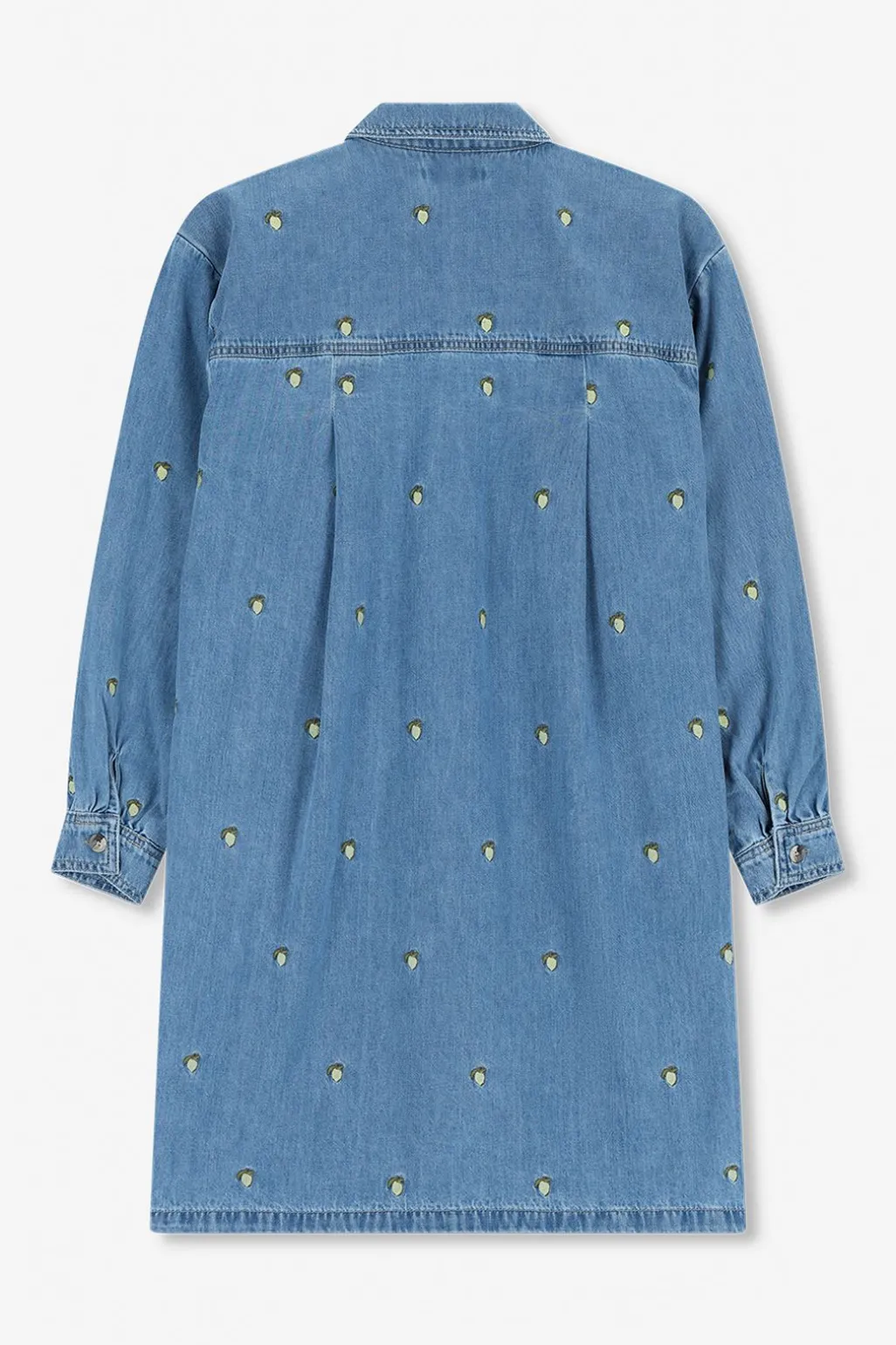 Blauwe denim jurk met embroidery