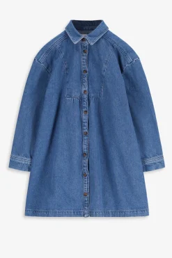 Blauwe denim jurk met kraag