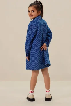 Blauwe denim jurk met print