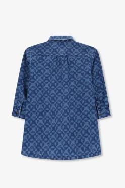 Blauwe denim jurk met print