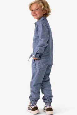 Blauwe denim pull on broek met aantrekkoorden
