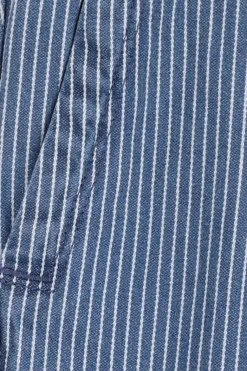 Blauwe denim pull on broek met aantrekkoorden