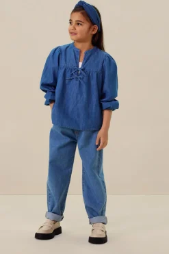 Blauwe denim pull on broek