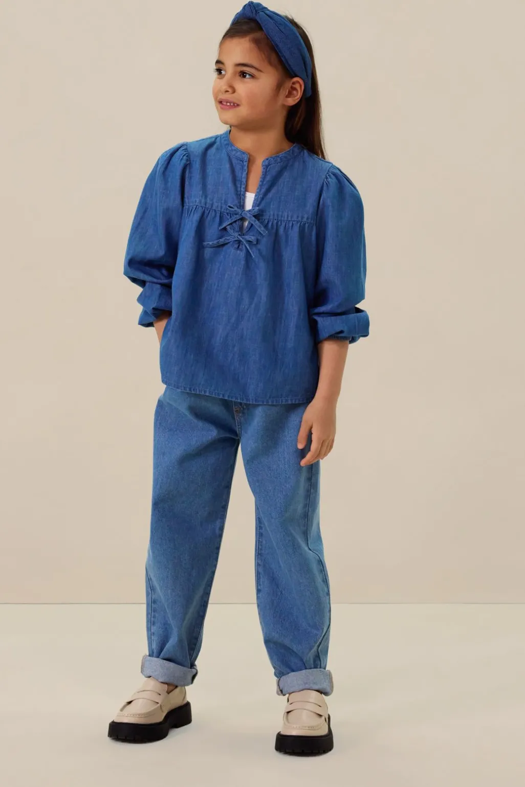 Blauwe denim pull on broek