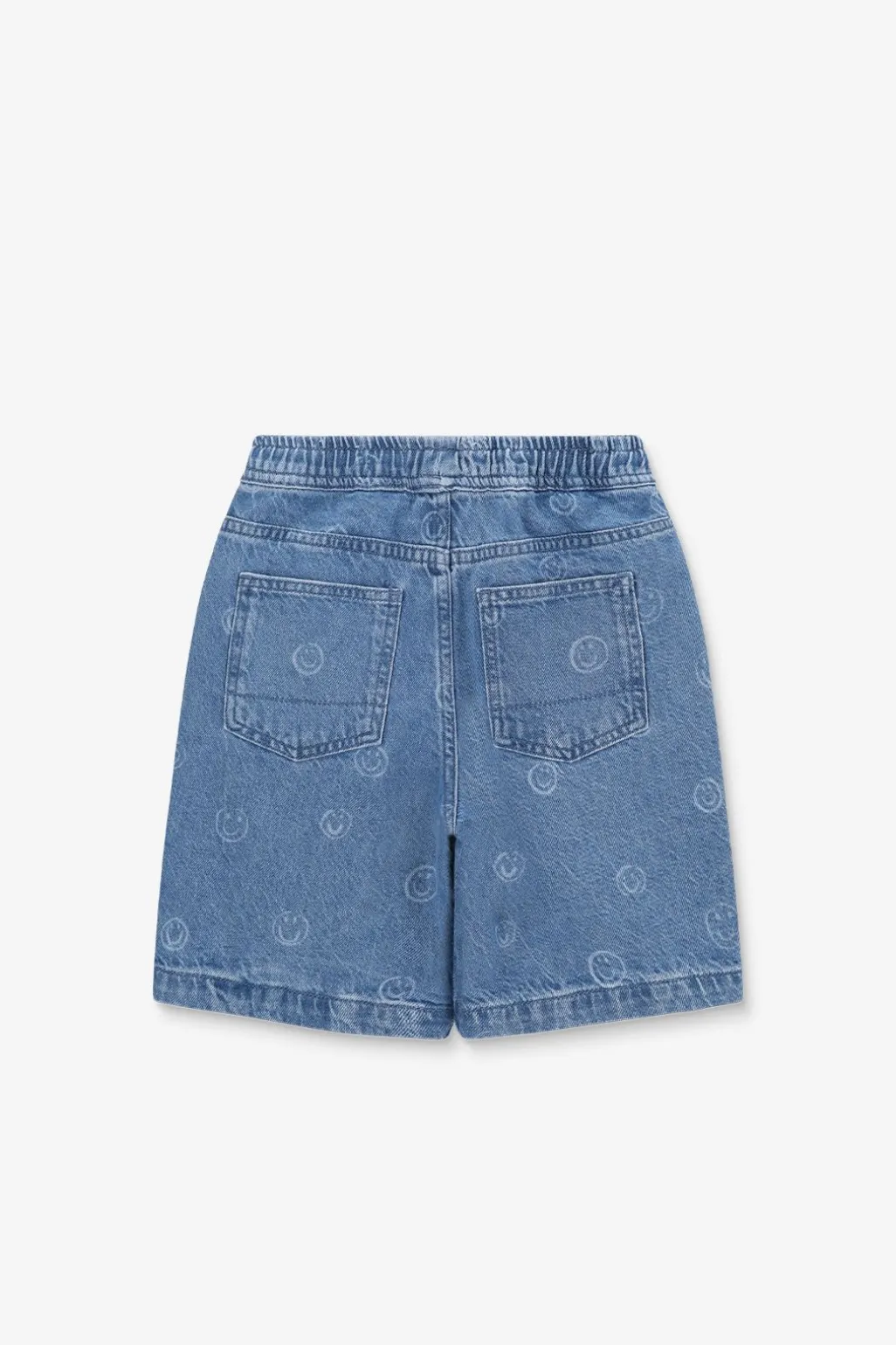 Blauwe denim shorts met smiley