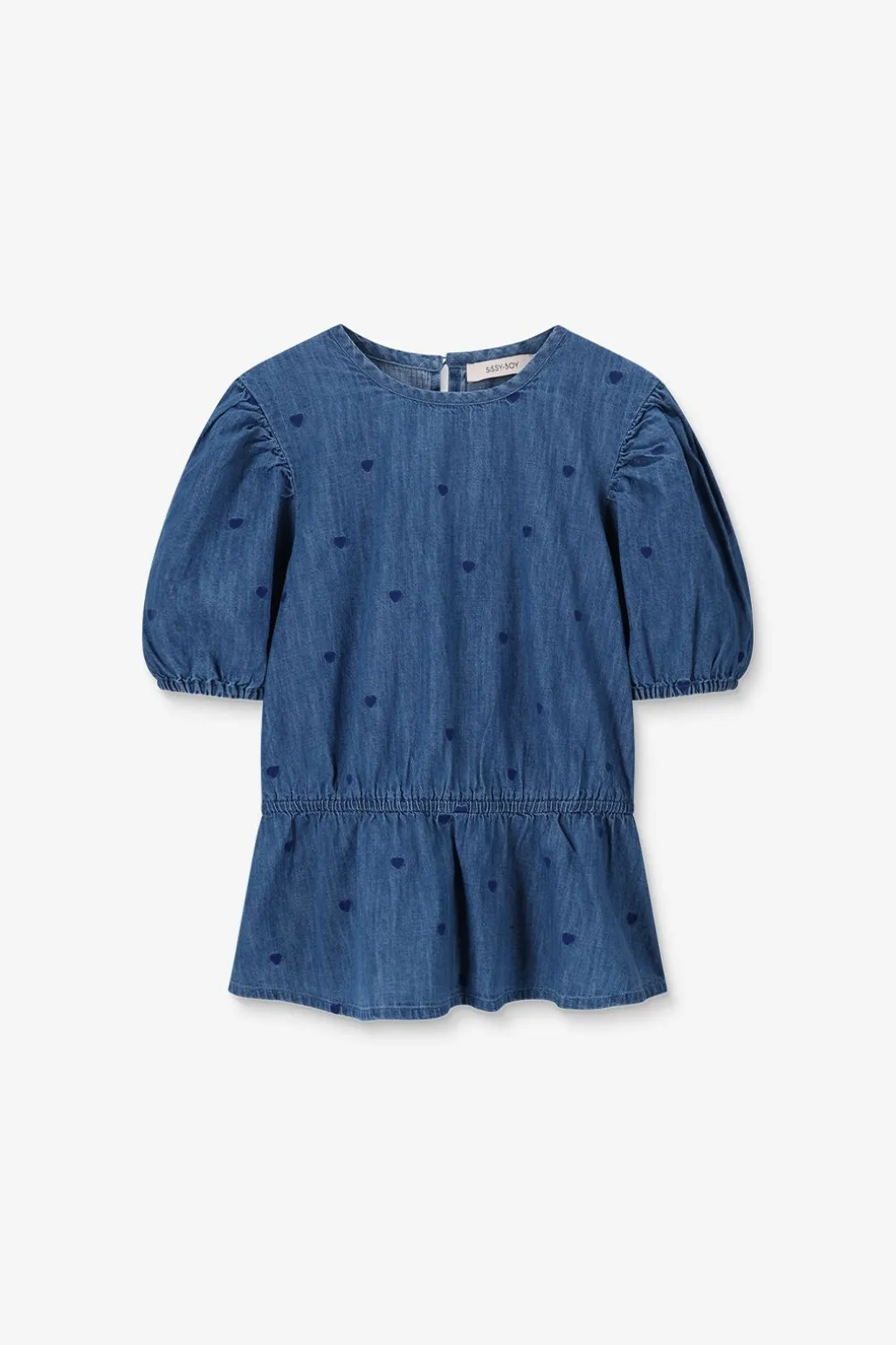 Blauwe denim top met embroidery