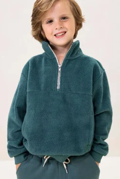 Blauwe fleece sweater met rits