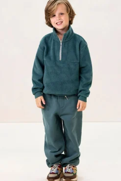 Blauwe fleece sweater met rits