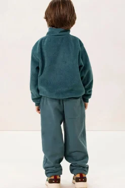Blauwe fleece sweater met rits