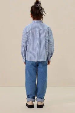Blauwe gestreepte blouse met hartje