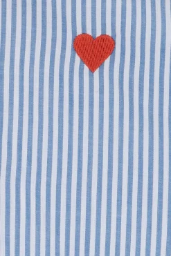Blauwe gestreepte blouse met hartje