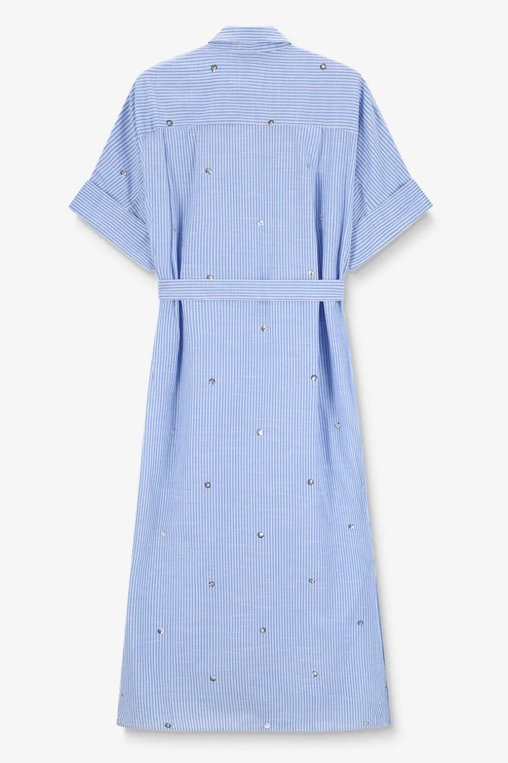 Blauwe gestreepte jurk met pailletten