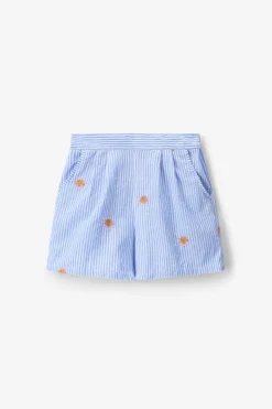 Blauwe gestreepte short met embroidery