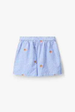 Blauwe gestreepte short met embroidery