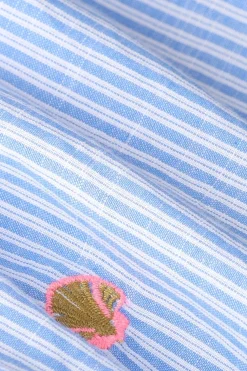 Blauwe gestreepte short met embroidery