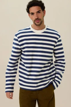 Blauwe gestreepte sweater