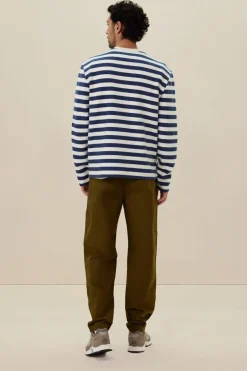 Blauwe gestreepte sweater