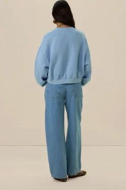 Blauwe high waist curved leg jeans