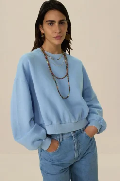 Blauwe high waist curved leg jeans
