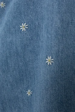 Blauwe high waist girlfriend jeans met embroidery