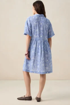 Blauwe jurk met print