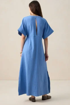 Blauwe kaftan maxi-jurk